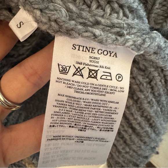 STINE GOYA Gray Turtleneck Stine Goya Sugsi Fisherman Rib Knit Sweater | S - Picture 5 of 8